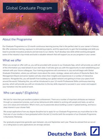 Deutsche Bank Global Graduate Program